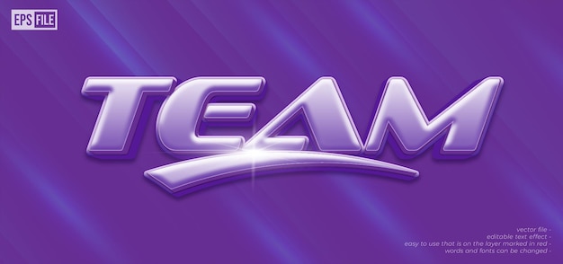 Team text 3d purple style editable text effect