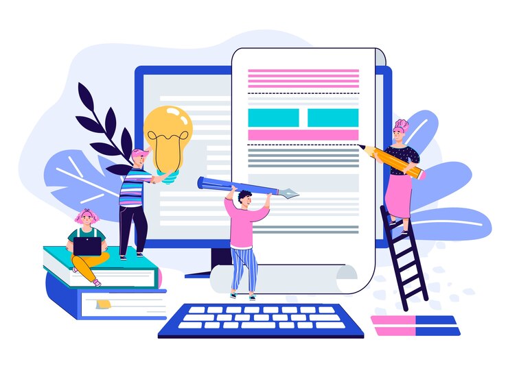 Vector team work on article illustration