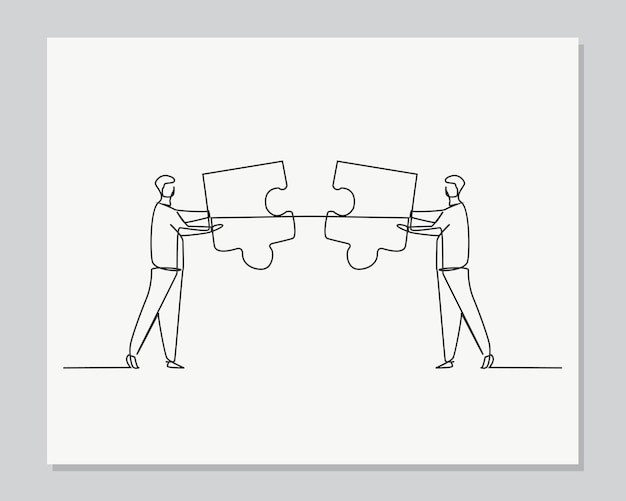 Team work continuous one line illustration