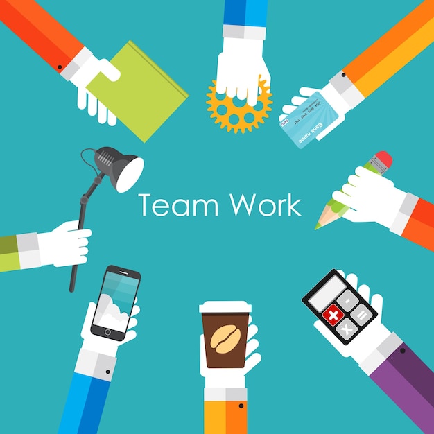 Team work flat concept vector illustration. eps10