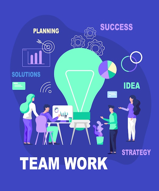 Strategia di successo delle soluzioni di pianificazione di team work idea idea