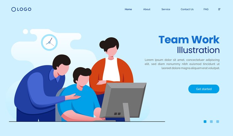 Vector 팀 작업 그림 관리 방문 페이지 웹 사이트 템플릿