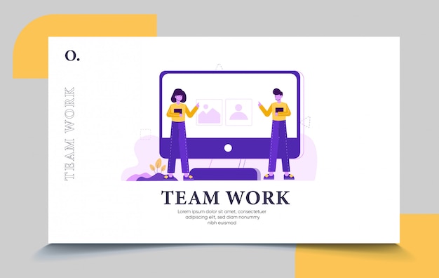 Vector team work landing page template