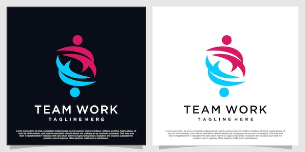 Team work logo design with creative concept premium vector part 3