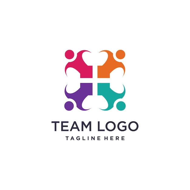 Design del logo del lavoro di squadra con uno stile creativo moderno vettore premium