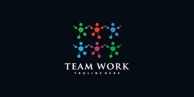 Team work logo design with modern style Premium Vector