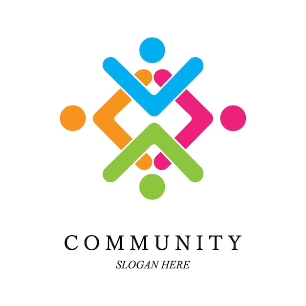 Team work logo template Concept of community friendship unity vector illustration