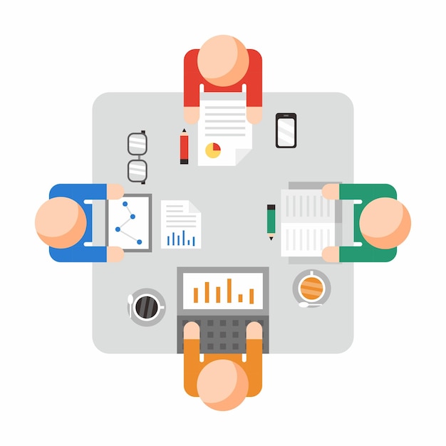 Vector team work or meeting illustration