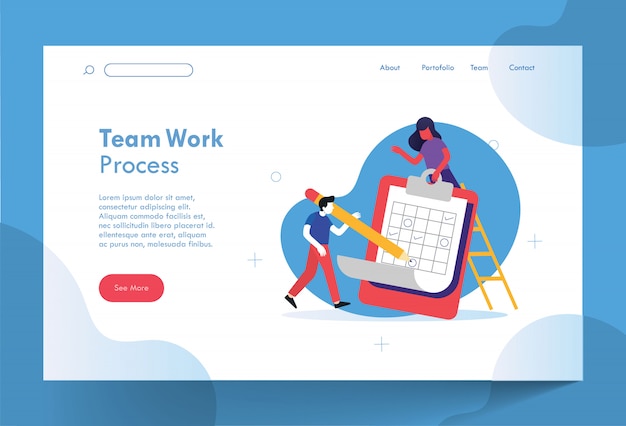 Team work process landing page premium free