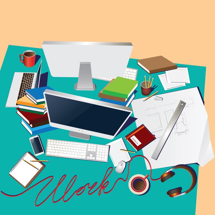 Vector team workplace illustration