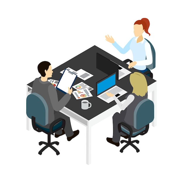 Teammates working in the office Vector illustration