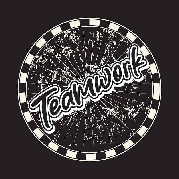 Vector teamwerk belettering teksteffect typografie donker t-shirtontwerp