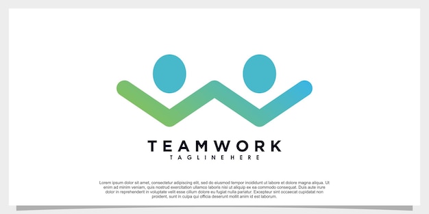 Teamwerk en bladlogo-ontwerp met visitekaartje