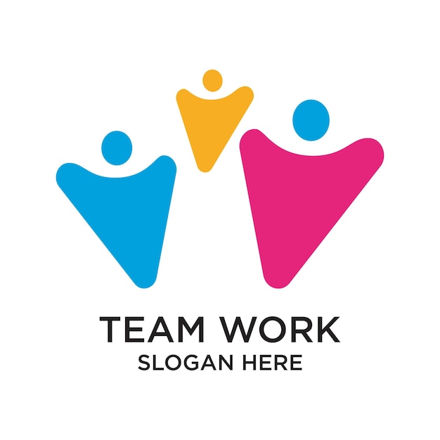 Teamwerk logo ontwerp eenvoudig concept premium vector