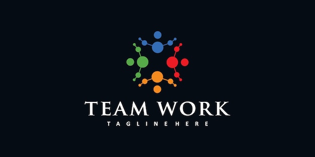 Teamwerk logo-ontwerp met moderne stijl Premium Vector