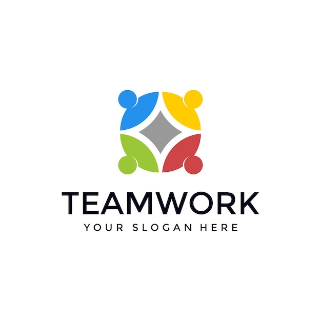 Teamwerk logo ontwerpsjabloon premium download