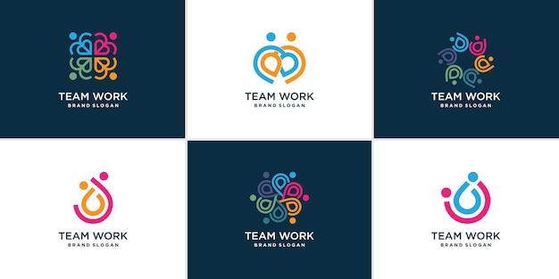 Teamwerk logo set premium vector