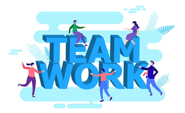 Vector teamwerk rond het woord teamwerk