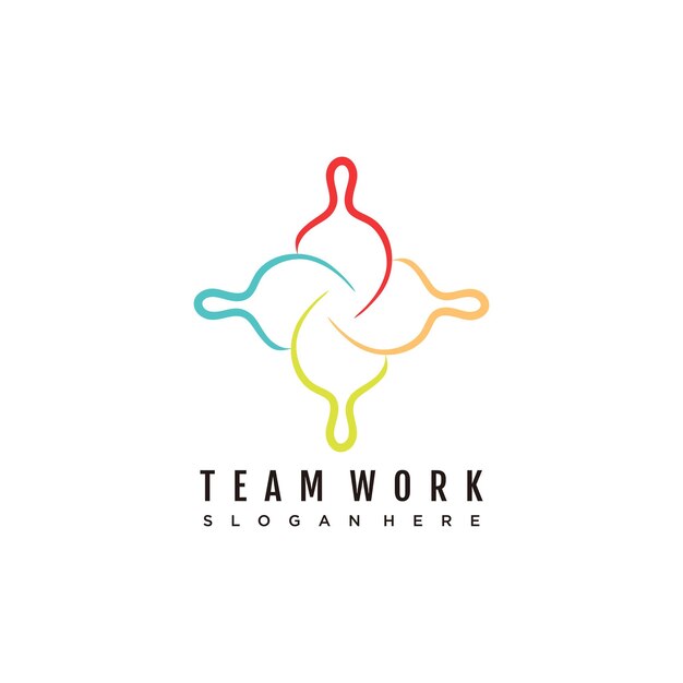 Teamwerklogo met creatief ontwerp premium vector