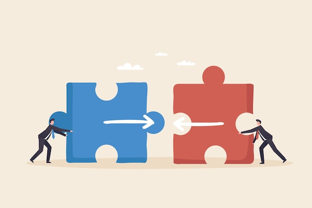 벡터 협업 아이디어가 있는 팀워크 및 협업 퍼즐