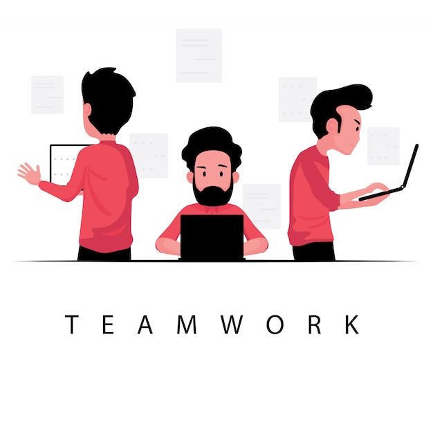 Teamwork for business feature a group of man using laptop