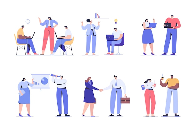 teamwork business people flat vector collection