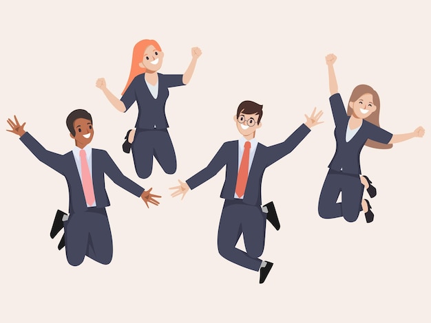 Коллективная работа деловых людей успешный характер. Счастливые люди Веселые и прыгучие.
