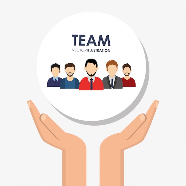 Vettore immagine di icone relative di lavoro di squadra e di affari