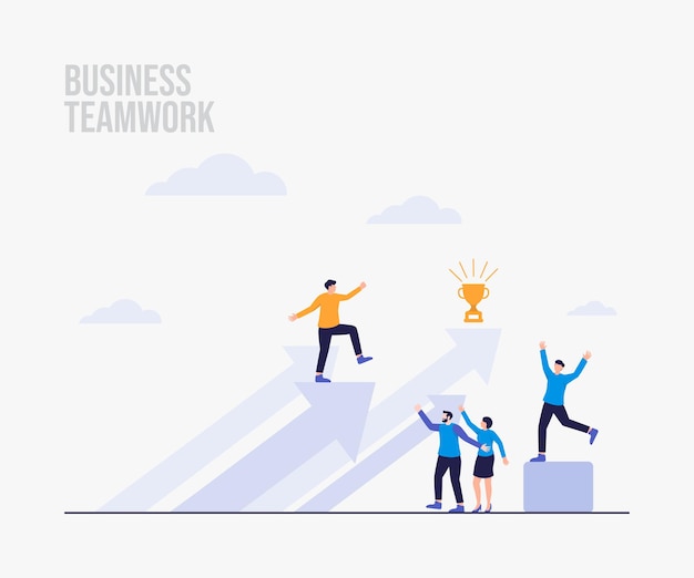 Teamwork celebrating a success stock market growth landing page illustration