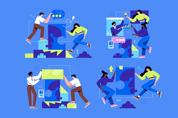 teamwork and collaboration in a flat illustration style