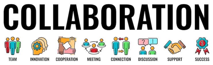 Vector teamwork collaboration typography banner