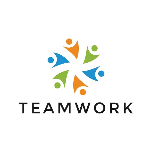 Teamwork concept logo design template