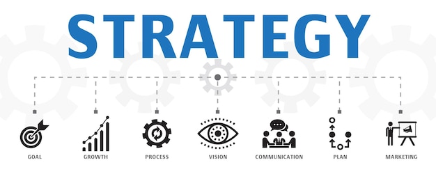 Vettore modello di concetto di lavoro di squadra. bandiera orizzontale. contiene icone come collaborazione, obiettivo, strategia, prestazioni