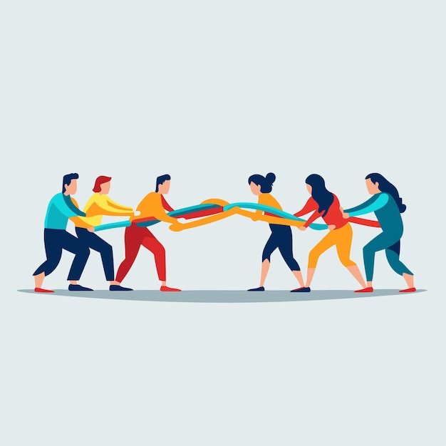 Vector teamwork concept vector illustration of a group of people working together