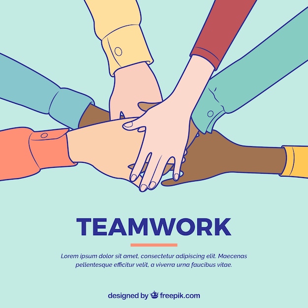 Vector teamwork concept with hands