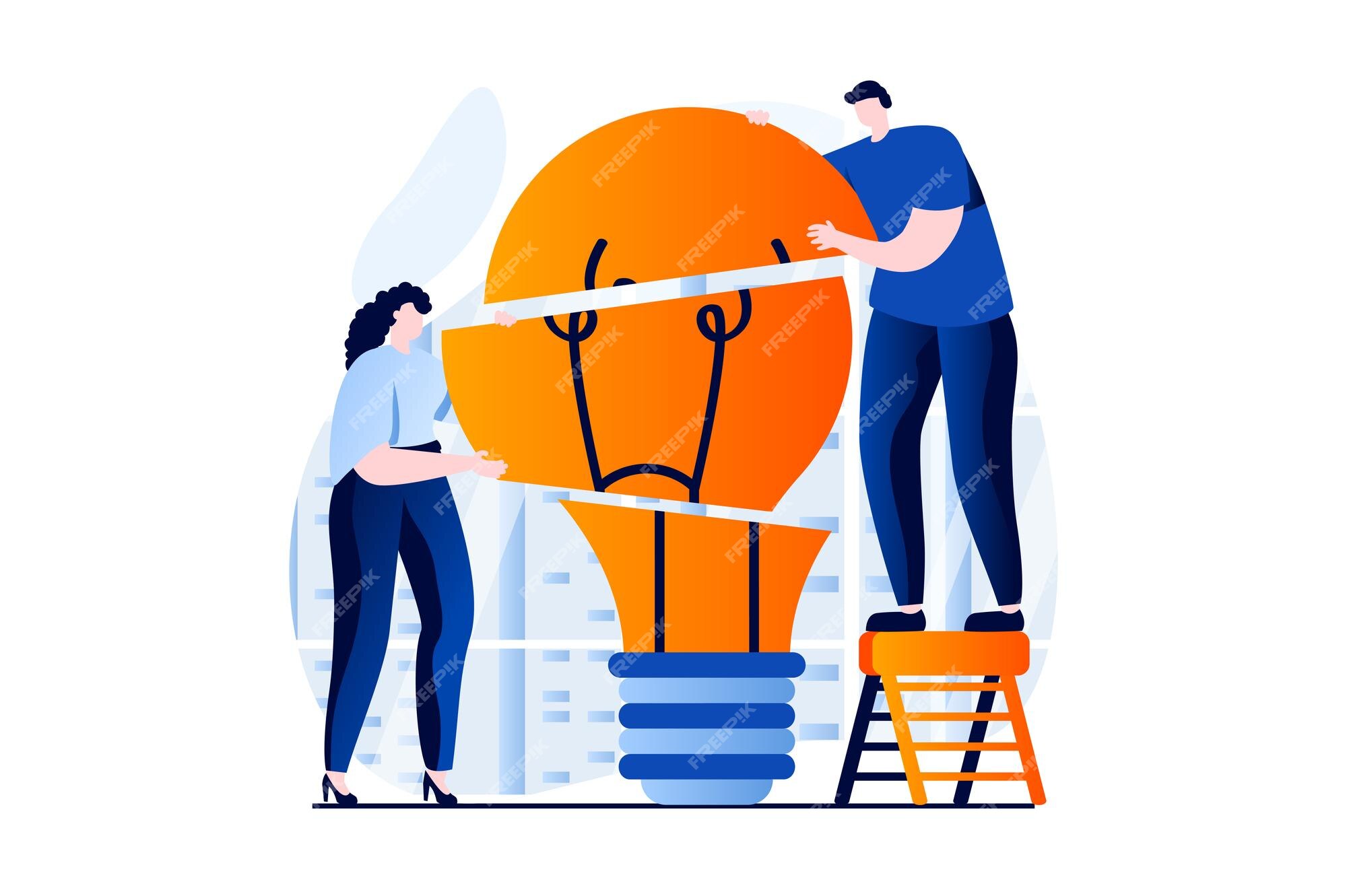 Premium Vector | Teamwork concept with people scene in flat cartoon design man and woman generating new ideas brainstorming working together on project and partnership vector illustration visual story for web Premium Vector | Teamwork concept with people scene in flat cartoon design man and woman generating new ideas brainstorming working together on project and partnership vector illustration visual story for web
