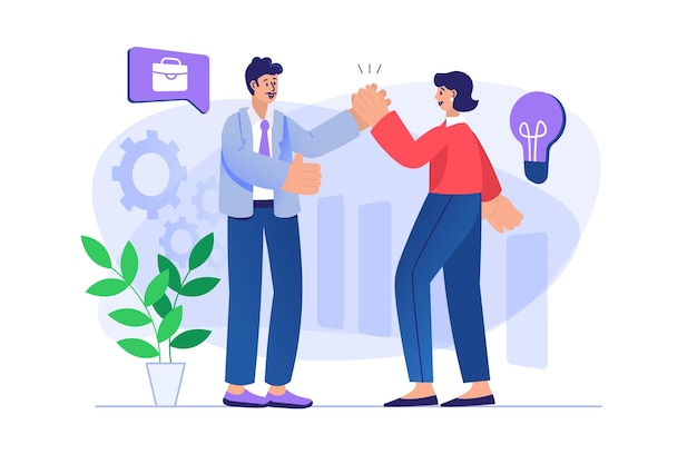 Teamwork concept with people scene Vector illustration