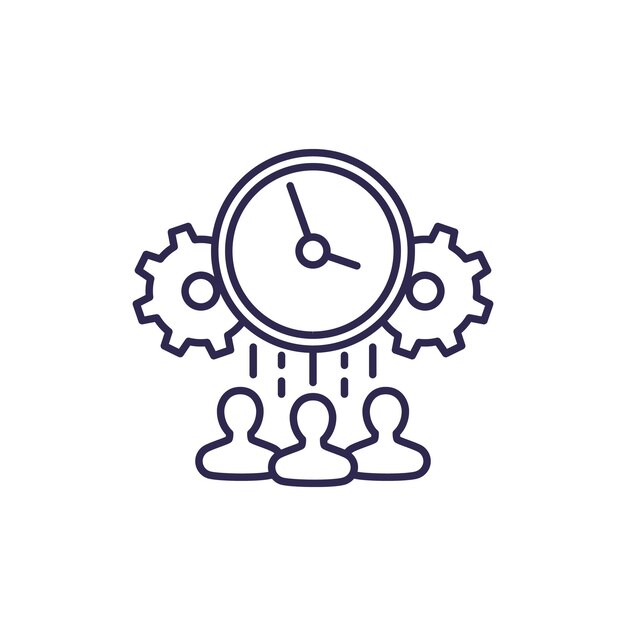 Vector teamwork and deadline line icon on white