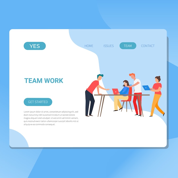 Teamwork and development illustration for website