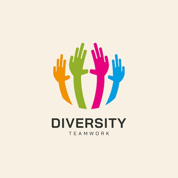 Teamwork diversity vector icon illustration with hand concept logo design2