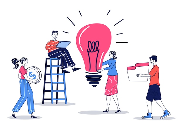 Vector teamwork illustration for business idea illustrations