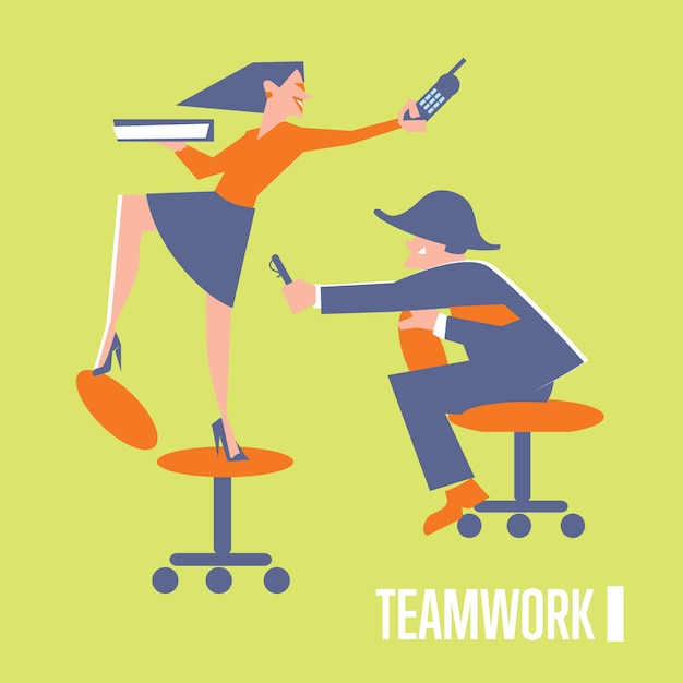 Vector teamwork illustration with business people