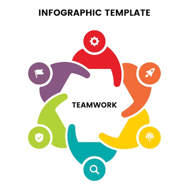 Vettore modello di infografica lavoro di squadra