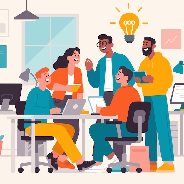 teamwork and innovation a group of people brainstorming ideas in an office setting