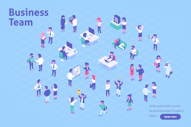 Teamwork Isometric Business people flat vector characters