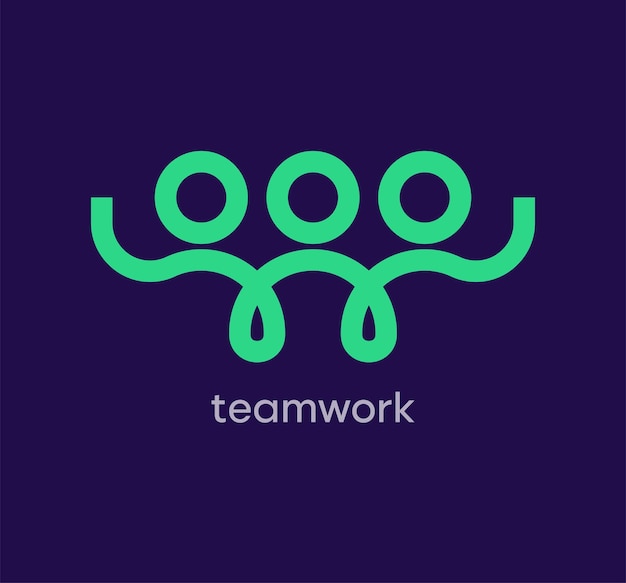 Teamwork logo mensen handen met verbinding solide één kleur gezamenlijk idee logo sjabloon vector