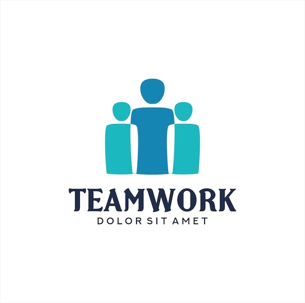 Teamwork-logo met mensengroep platte ontwerpstijl