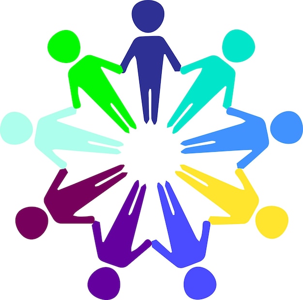 teamwork logo teamwork sign group of people together unite business people round circle