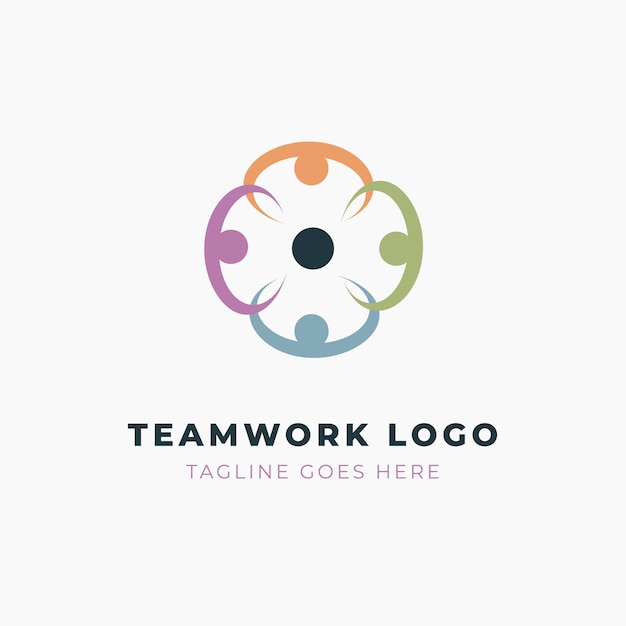 Teamwork logo template group of people meeting vector icon