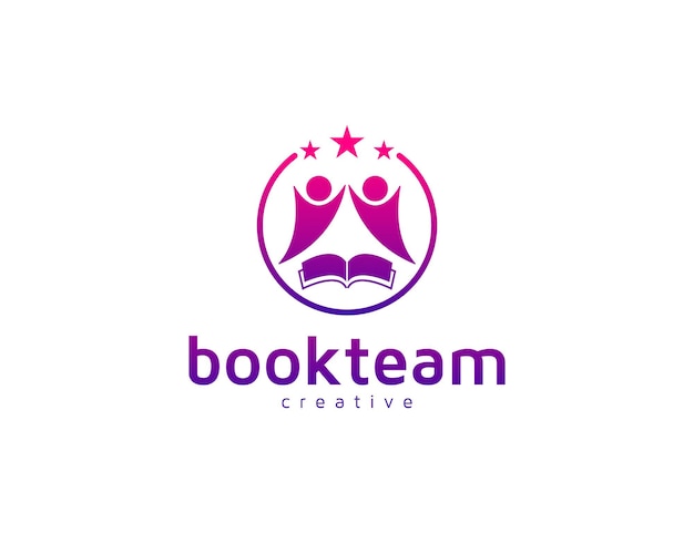 Teamwork logo with people and book concept